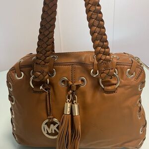 KORS Michael Kors Tan Leather Shoulder Bag with Lacing Detail